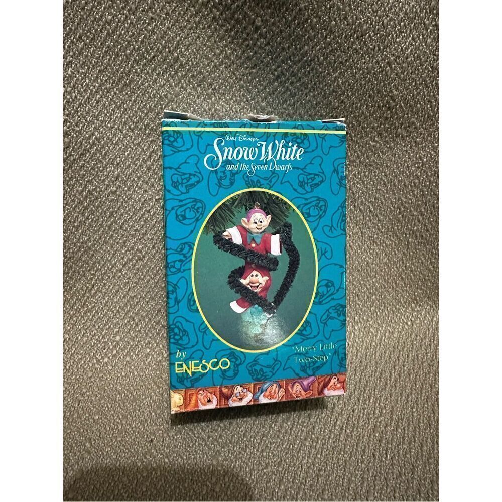 Enesco Disney Christmas Ornament Dopey & Sneezy Merry Little Two Step Snow White